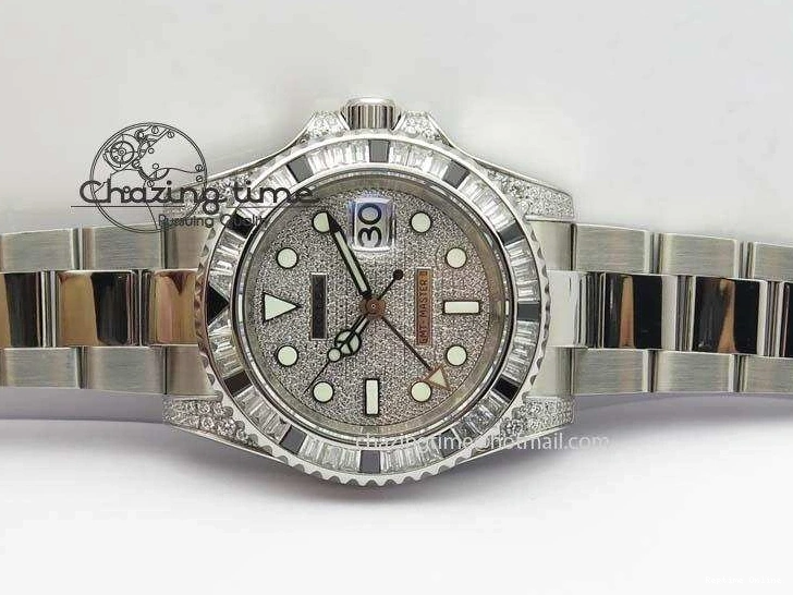 0524 Soft GMT-Master II 116759 SS Bp-Maker Black Ruby Crystal Diamond Dial On SS Bracelet A 3766
